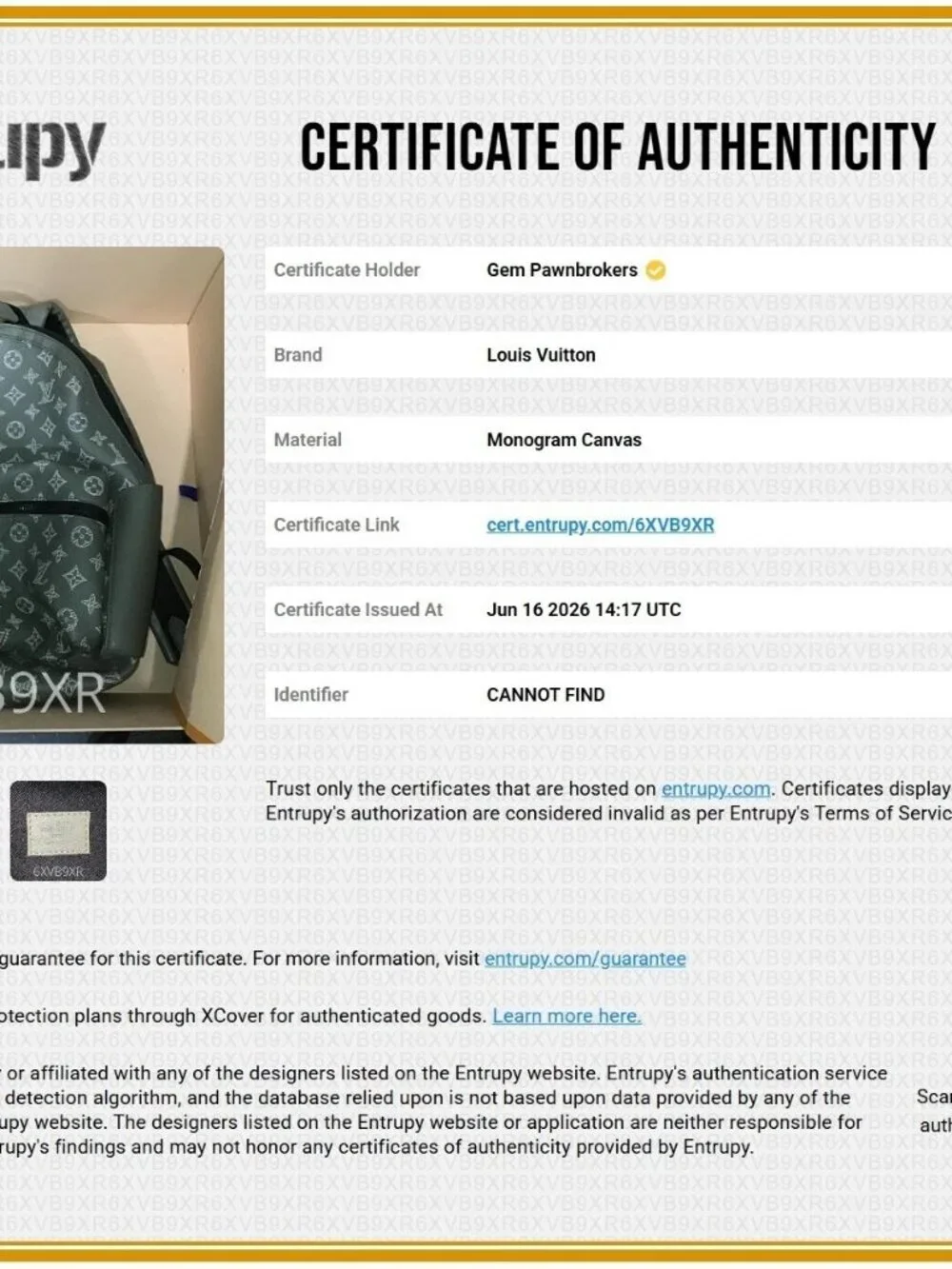 Louis Vuitton Discovery Backpack PM Monogram Shadow Leather M12463 - Gray